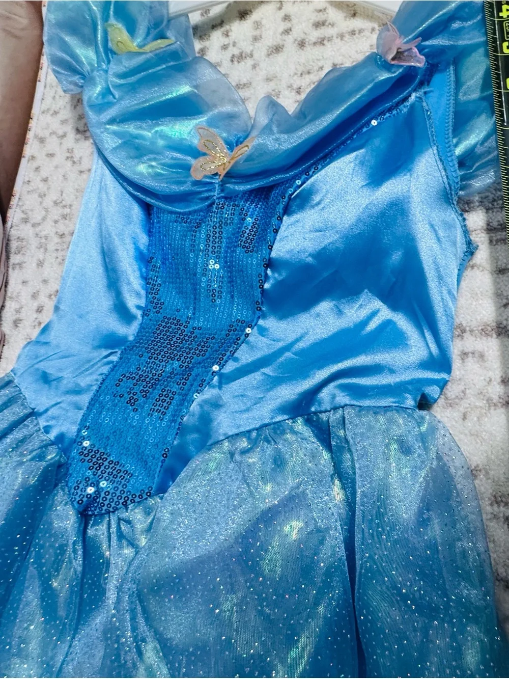 Disguise Light Blue Sparkle Princess Dress with Butterfly Accent